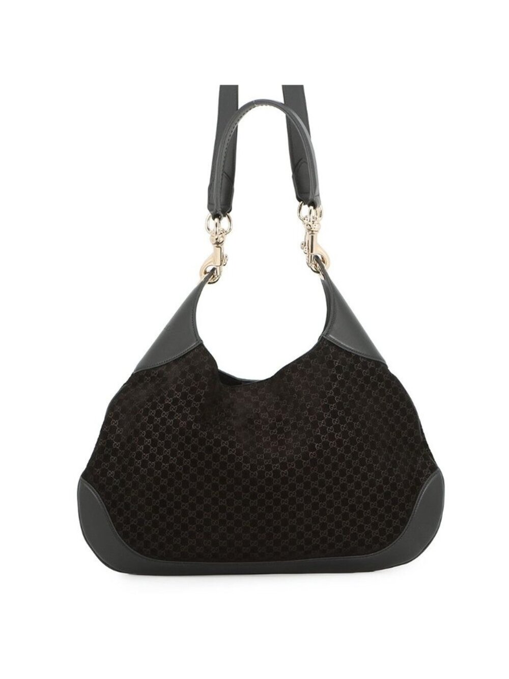 Gucci Shoulder Bag Micro GG Suede Leather B Small 2-Way Black